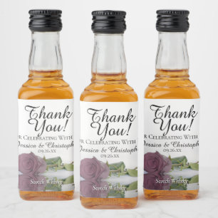 Dusty Mauve reflektierende Rose Hochzeit Danke Min Alkoholflaschenetikett