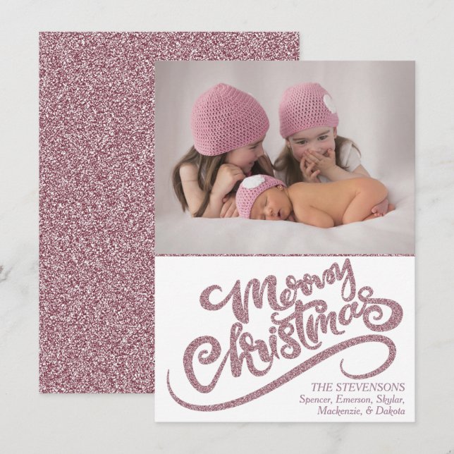 Dusty Mauve Rose Pink Frohe Weihnachten Modernes F (Vorne/Hinten)