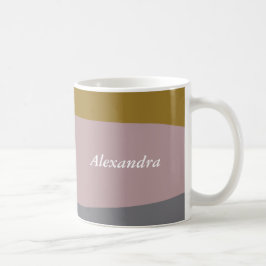 Dusty Mauve Striped Art Personalisiert Name Kaffeetasse