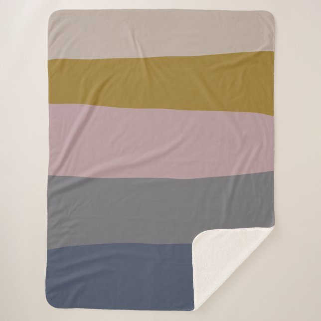 Dusty Mauve und Grauer Abstrakter Farbblock Sherpadecke (Vorderseite)