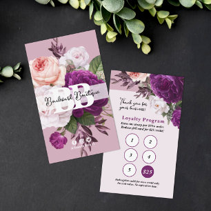 Dusty Mauve Vintag Floral Service Loyalität 5 Brie Visitenkarte
