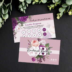 Dusty Mauve Vintag Floral Service Treue Briefmarke Visitenkarte