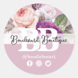 Dusty Mauve Vintag Rose Blumenladen Boutique Runder Aufkleber