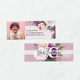 Dusty Mauve Vintag Rose Floral Personal Foto Mini Visitenkarte