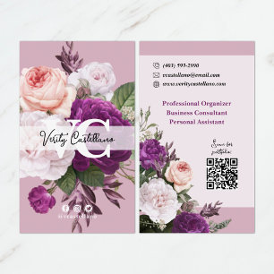 Dusty Mauve Vintag Rose Floral Simple Personal Visitenkarte