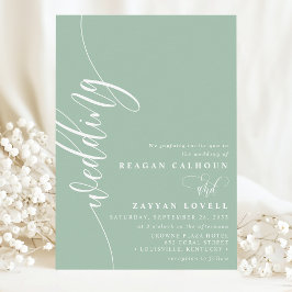 Dusty Mint Elegant Calligraphy Script Wedding Einladung