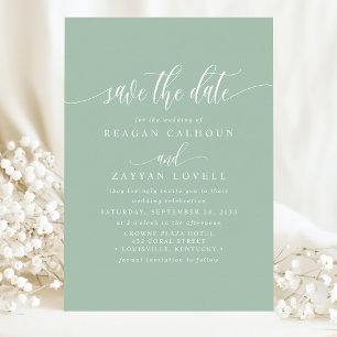 Dusty Mint Elegante Kalligraphie Save the Date