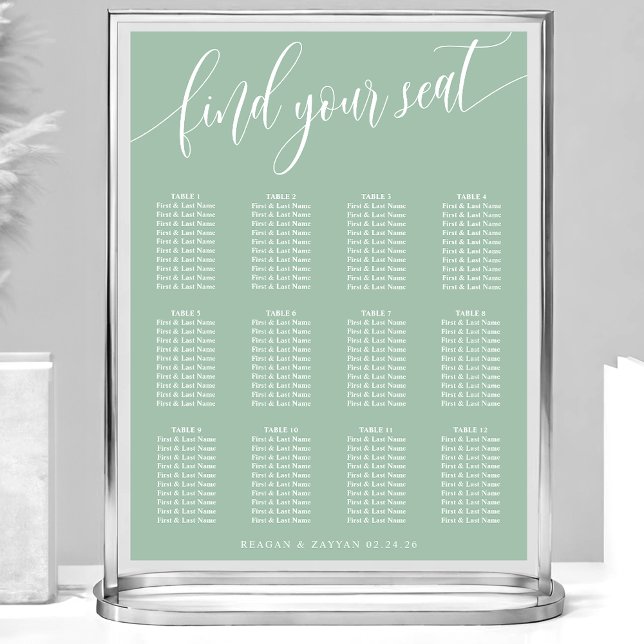 Dusty Mint Simple Wedding Seekarte Poster (Von Creator hochgeladen)