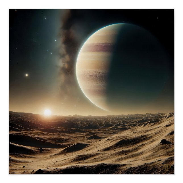 Dusty Moon eines Gasriesen Poster (Vorderseite)