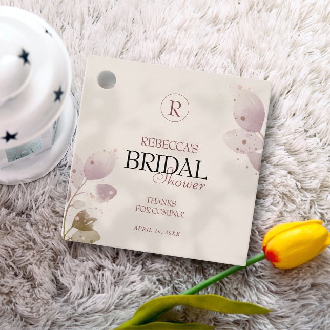 Dusty Mute Blush Pink Floral Brautparty Geschenkanhänger (Von Creator hochgeladen)