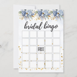 Dusty Navy Blue Gold Peony Bridal Bingo Einladung