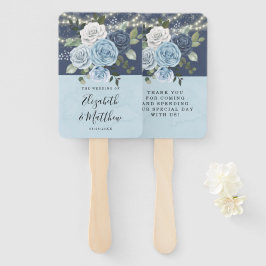 Dusty Navy Blue Peony Country Lights Hochzeit Fächer
