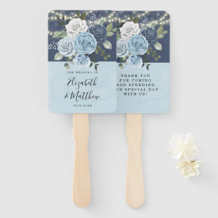 Dusty Navy Blue Peony Country Lights Hochzeit Fächer