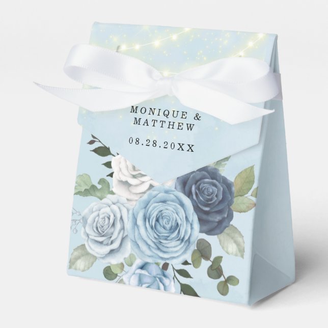 Dusty Navy Blue Peony Country Lights Hochzeit Geschenkschachtel (Vorderseite)