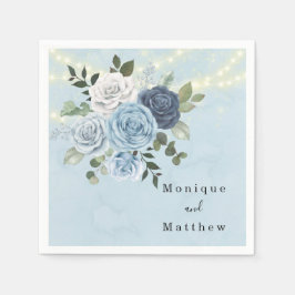 Dusty Navy Blue Peony Landkreis Lights Wedding Serviette