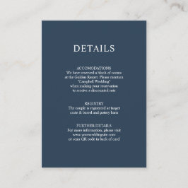 Dusty Navy blue QR code Wedding DETAILS Begleitkarte