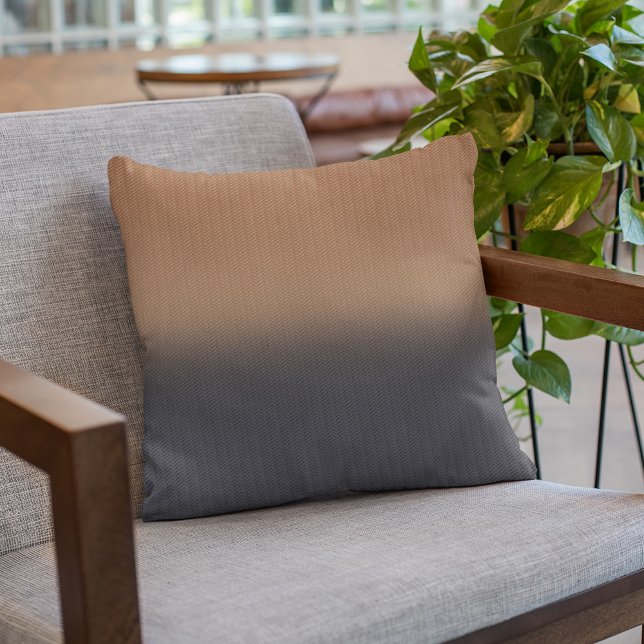 Dusty Navy Blue Rust Brown Digital Herringbone Kissen (Von Creator hochgeladen)