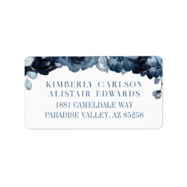 Dusty Navy Blue Silver Wedding Mailing Label Adressaufkleber