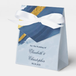 Dusty Navy Blue und Gold Agate Wedding Geschenkschachtel