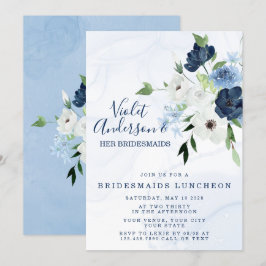 Dusty Navy Ethereal Floral Bridesmaids Luncheon I Einladung