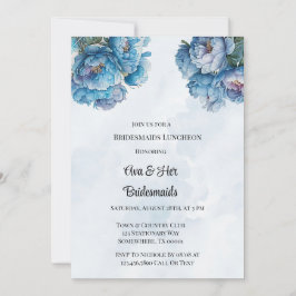 Dusty Navy Paint Peony Bridesmaids Luncheon Einladung