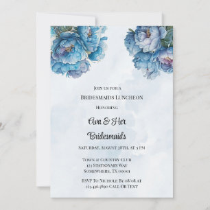 Dusty Navy Paint Peony Bridesmaids Luncheon Einladung