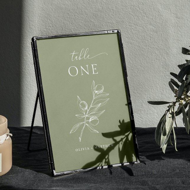 Dusty Olive Green Wedding | Eleganter Rustikaler G Tischnummer (Von Creator hochgeladen)