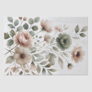 Dusty Olive & Pink Watercolor Moderne Flora Seidenpapier