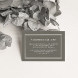 Dusty Olive Wedding Hotel Unterkunftskarten Begleitkarte<br><div class="desc">Schicken Sie diese schicken,  kleinen Karten in Ihre Hochzeitseinladungen,  um aus der Stadt lassen Gäste wissen von jeglichen Hotel-Arrangements oder Gruppennummern,  zusammen mit den Kontaktinformationen des Hotels. Reiche olivgrüne Karten verfügen über eine einfache,  weiße Blockschrift. Koordiniert mit unserer Hochzeitssuite im Grünen.</div>