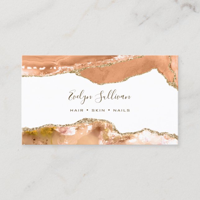 Dusty Orange Agate Business Card Visitenkarte (Vorderseite)