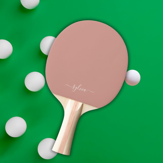 Dusty Orange Modern Girly Monogram Name Tischtennis Schläger (Dusty Orange Modern Girly Monogram Name Ping Pong Paddle)