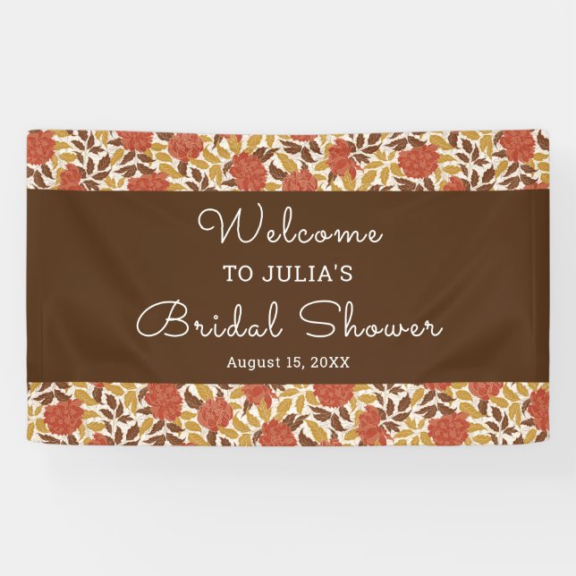Dusty Orange Peony Blume Fall Brautparty Banner (Horizontal)