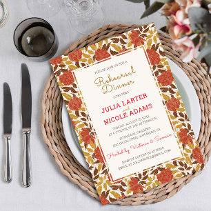 Dusty Orange Peony Blume Herbst Probe Dinner Einladung