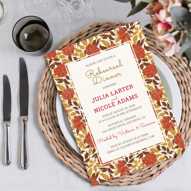 Dusty Orange Peony Blume Herbst Probe Dinner Einladung (Von Creator hochgeladen)