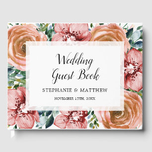 Dusty Orange Rose Rote Orchideen Gästebuch