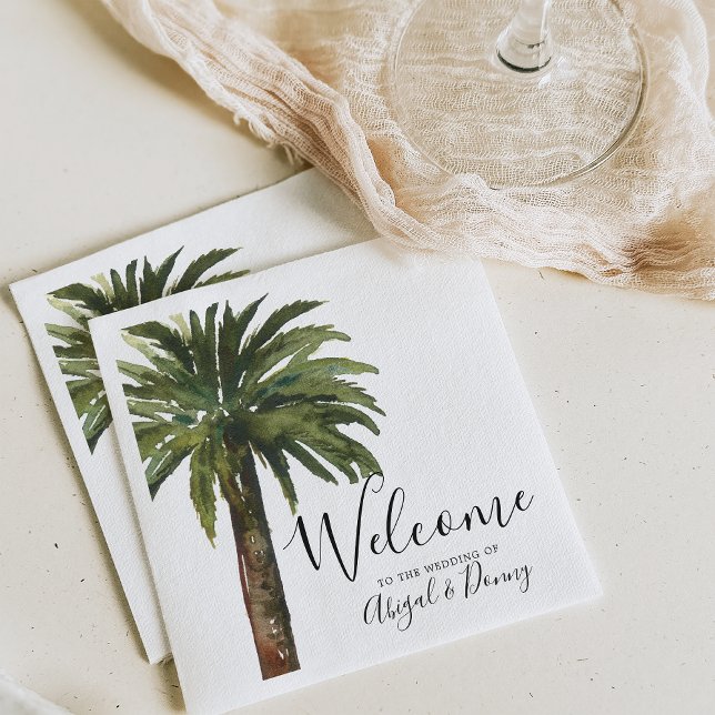 Dusty Palms | Coastal Wedding Napkins Serviette (Von Creator hochgeladen)