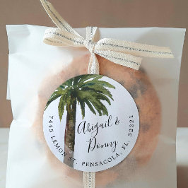 Dusty Palms Wedding | Address Offset Runder Aufkleber