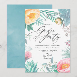 Dusty Pastel Tropical Floral Summer Garden Party Einladung