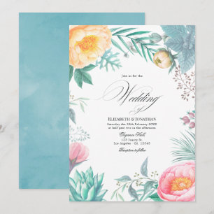 Dusty Pastel Tropical Floral Summer Wedding Einladung