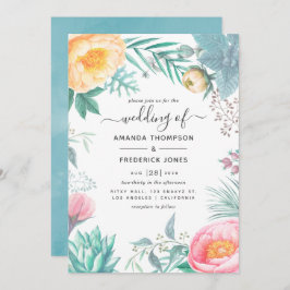 Dusty Pastel Tropical Floral Summer Wedding Einladung