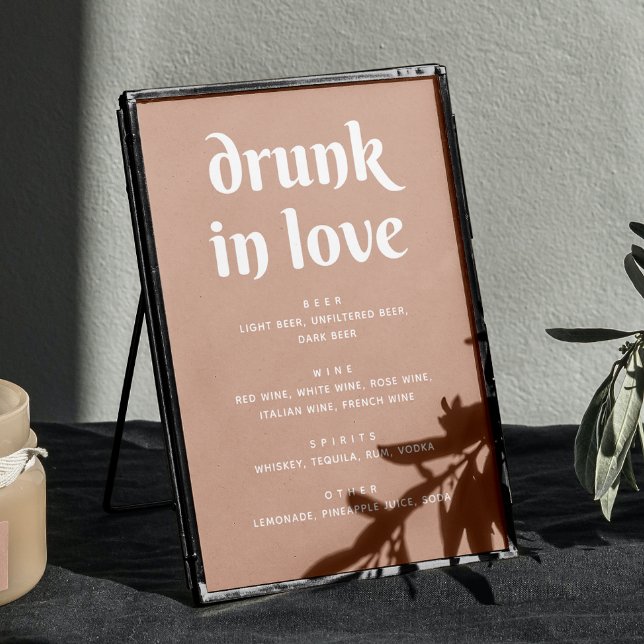 Dusty Peach Beige Wedding Bar Sign | Betrunken in  Poster (Von Creator hochgeladen)