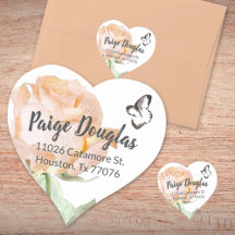 Dusty Peach Botanical Heart Shaped Address Siegel