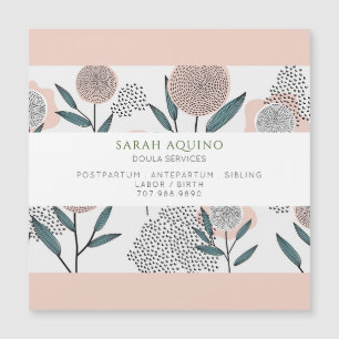 Dusty Peach floral Doula Magnetic Business Card Magnetkarte