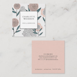 Dusty Peach floral Doula Magnetic Business Card Quadratische Visitenkarte