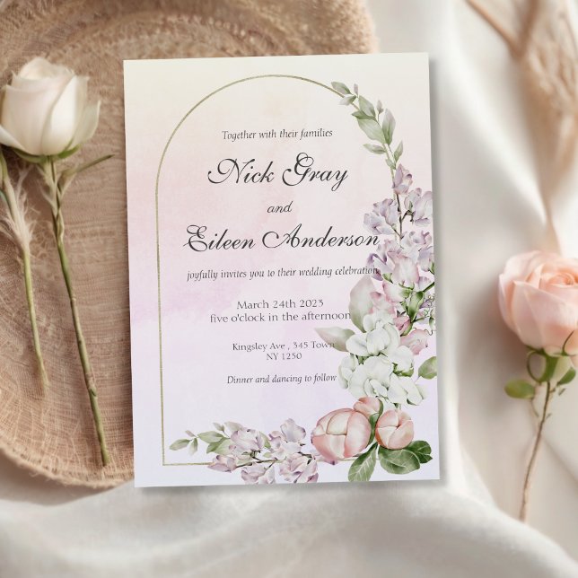 Dusty Peach Pink Blumengarten Einladung Hochzeit (Dusty Peach Pink Floral Garden Wedding Invite)