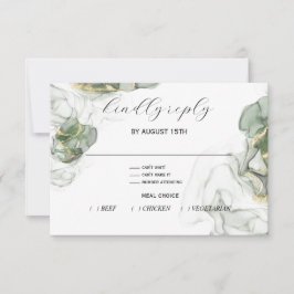 Dusty Pine Green und Charcoal RSVP Card Karte