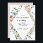 Dusty Pink 16 . Geburtstag Geburtstagsparty Einlad Einladung<br><div class="desc">Dusty Pink Floral Rose und Eukalyptus Botanische Vegetation Watercolor Spring oder Summer 16 . Geburtstag Birthday Party Einladungen - beinhaltet schöne und elegante Schriftzeichen mit modernen tropischen botanischen Blume und Grün für die besonderen süßen 16 Feiern.</div>