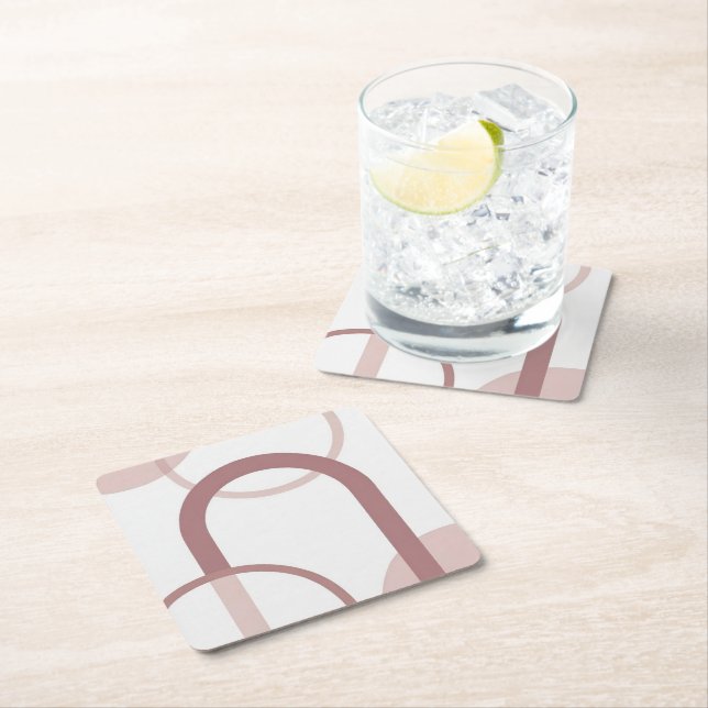 Dusty Pink Abstract Arch Coaster Set Rechteckiger Pappuntersetzer (Vor Ort)