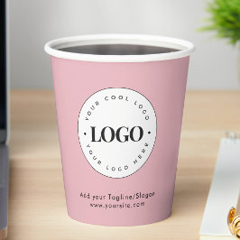 Dusty Pink Add Custom Business Company Logo Party Pappbecher