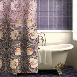 Dusty Pink Aquamarin Pimpernel William Morris Flor Duschvorhang
